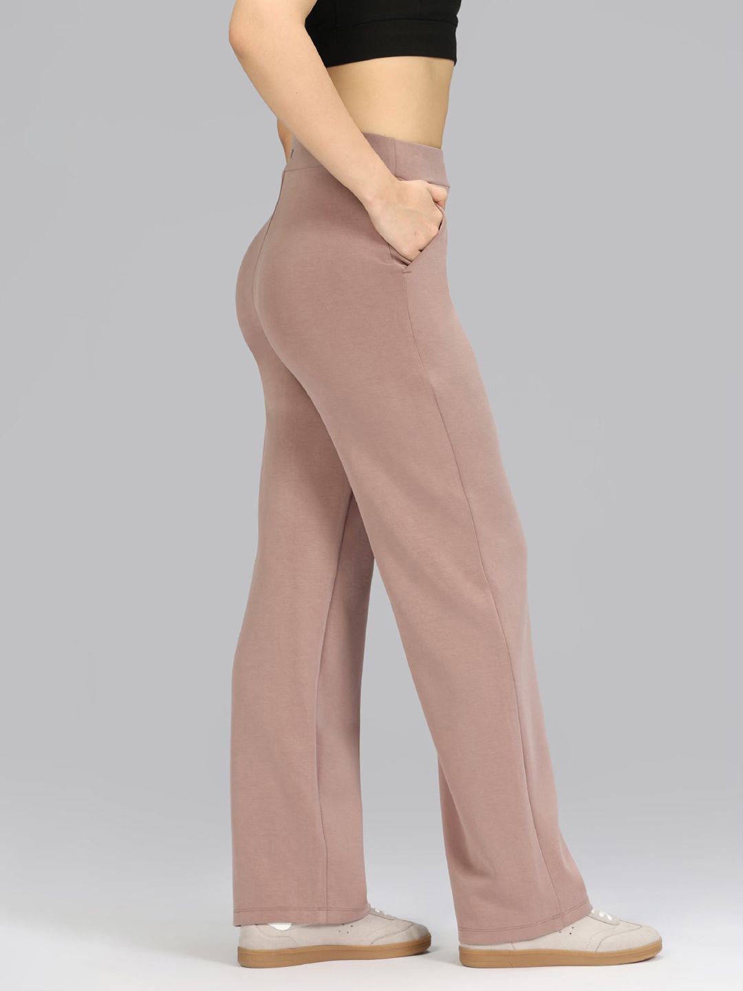 Women High-Rise Bare Butter Straight Fit Regular Pants