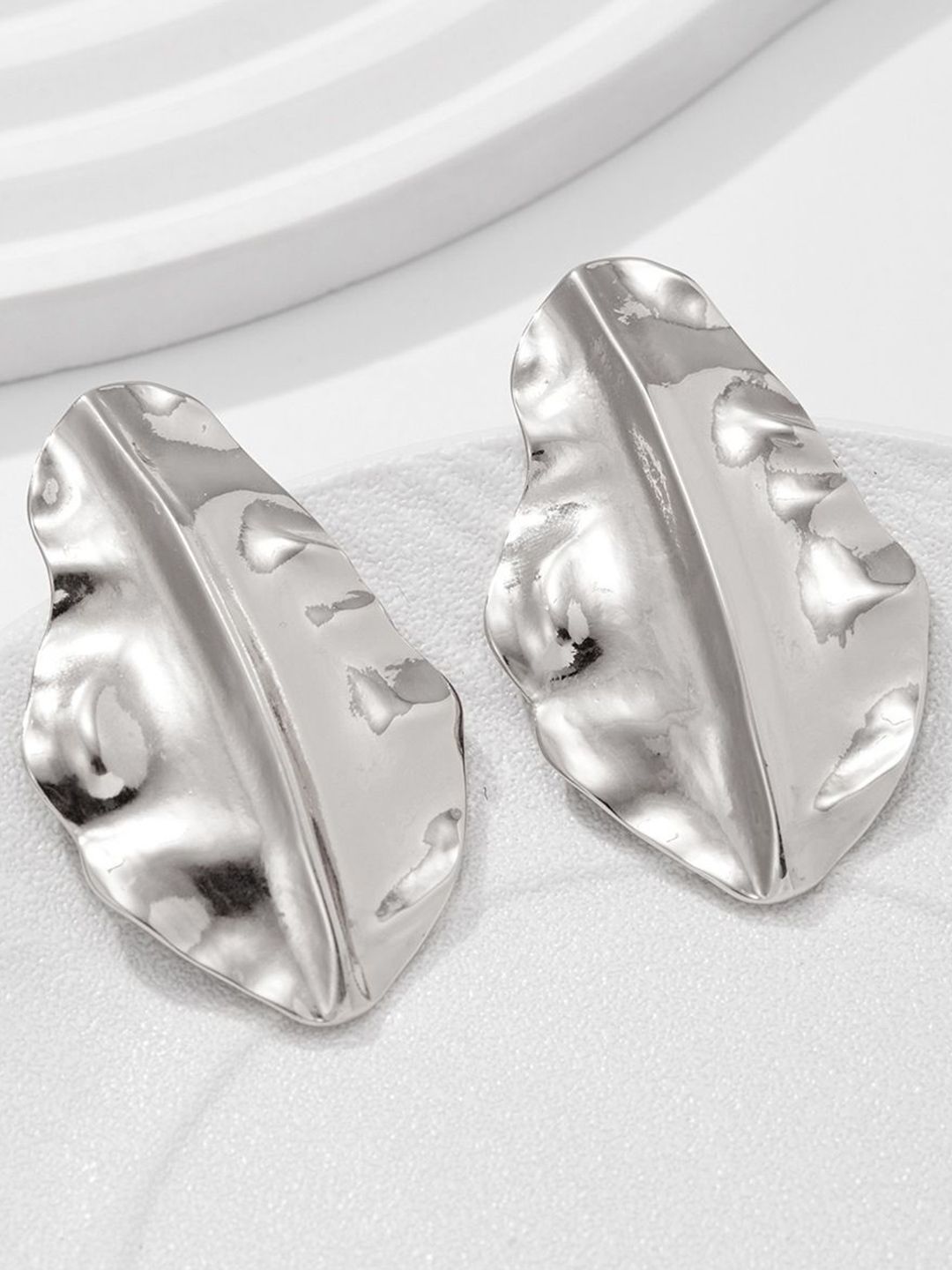 Silver-Plated Geometric Drop Earrings