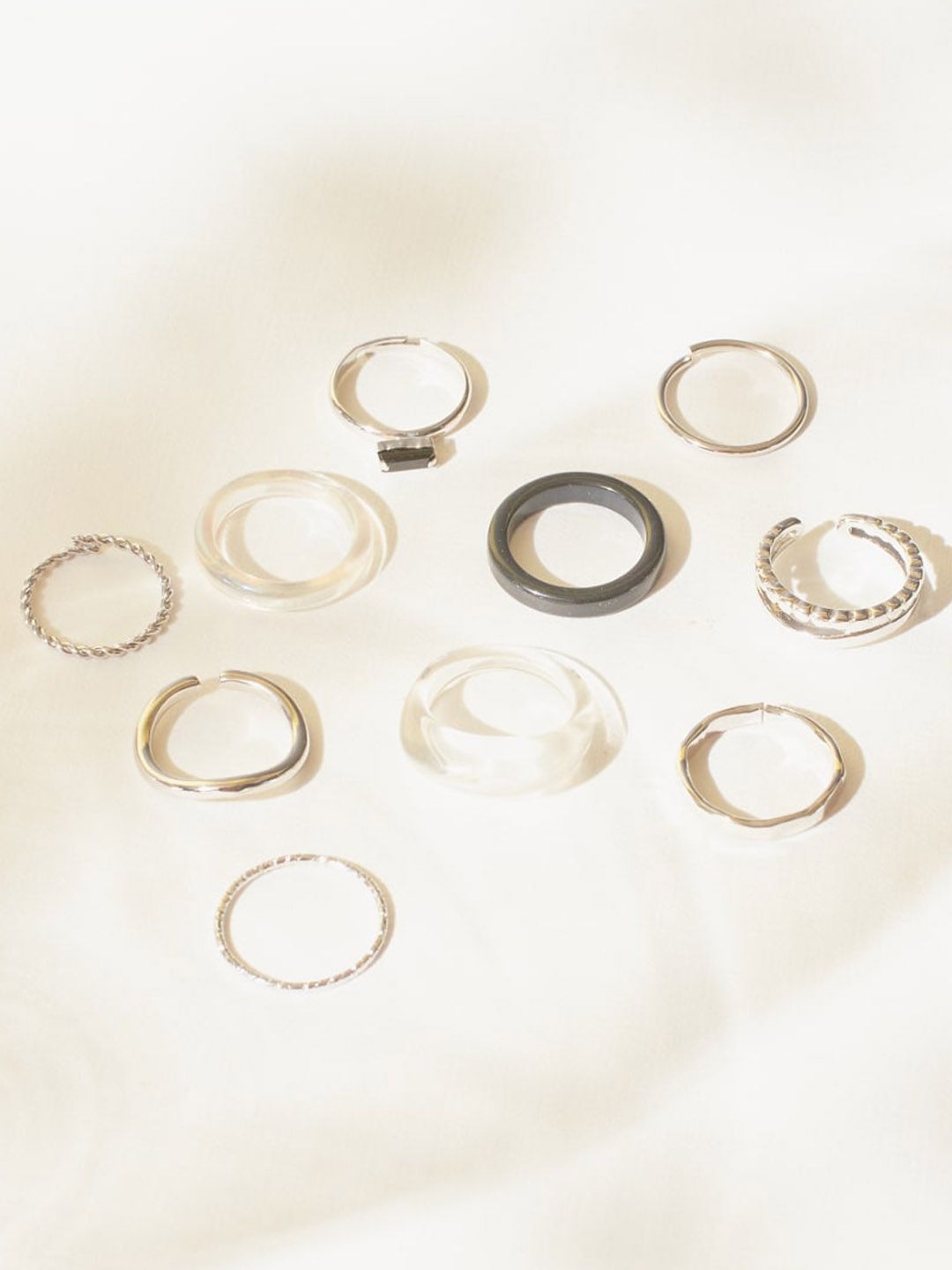 SALTY Set Of 10 Stackable Harmony Finger Rings