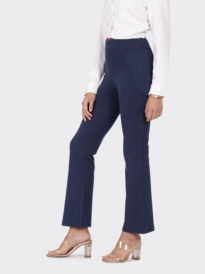 Women Plus Size High Waist Groove In Cotton Flare Track Pants