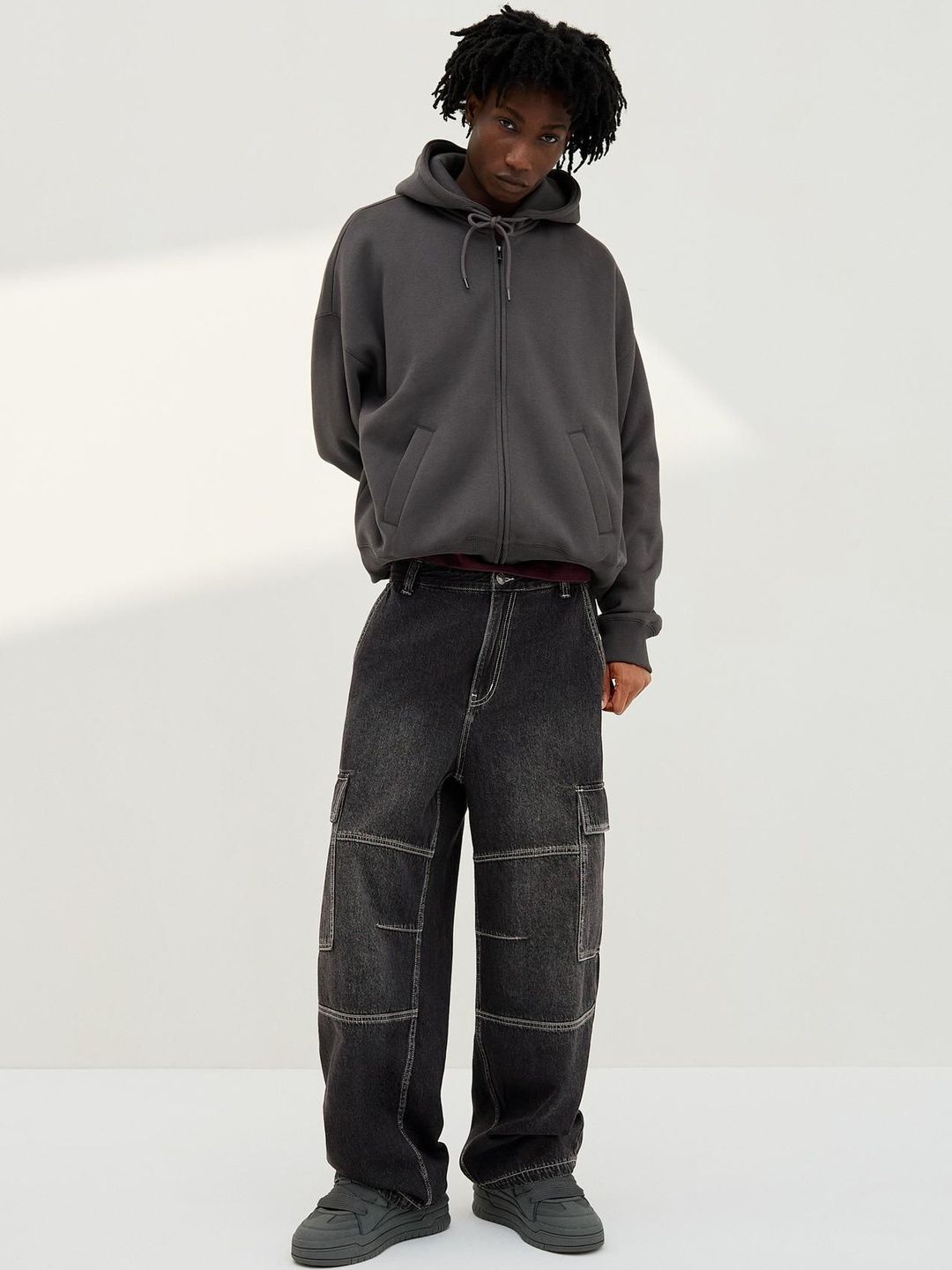 Men cargo parachute jeans