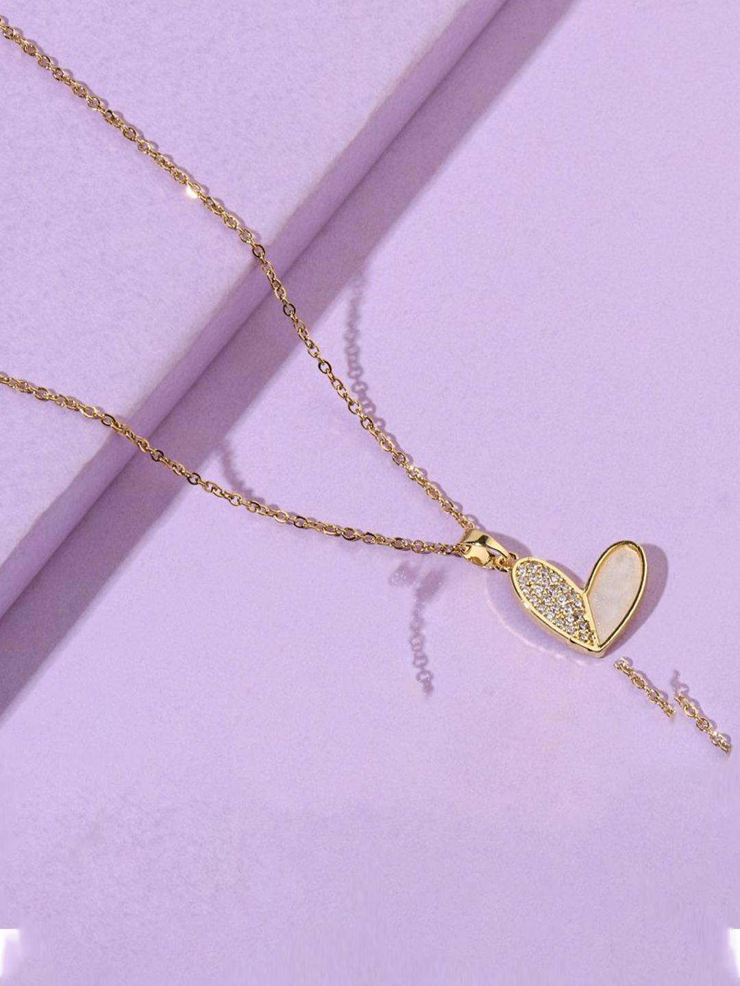 SALTY Haley Studded Stainless Steel Heart Shaped Pendant with Chain