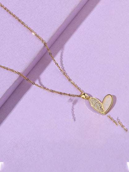 SALTY Haley Studded Stainless Steel Heart Shaped Pendant with Chain