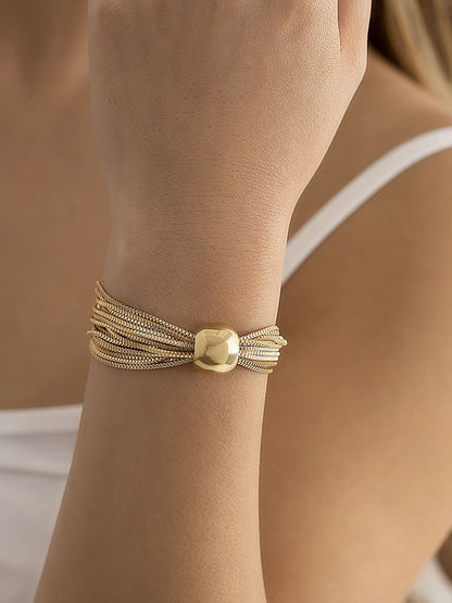 Women Handcrafted Gold-Plated Multistrand Bracelet
