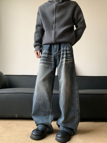 Men Wide Leg Mid-Rise Jeans