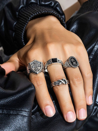 Set Of 4 Silver-Plated Finger Ring
