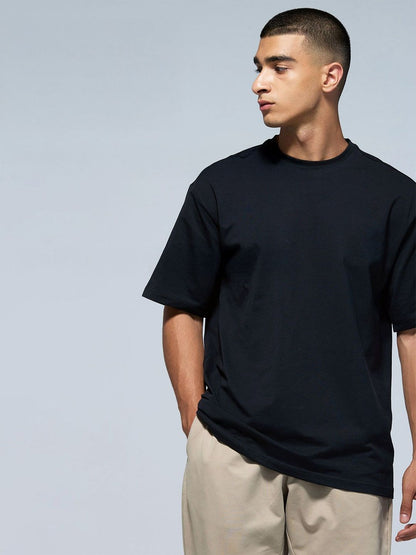 Black Solid Oversized Tee