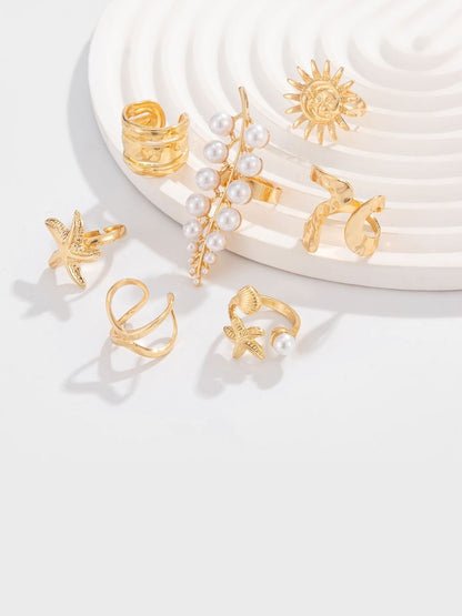 Set of 7 Gold-Plated Finger Ring