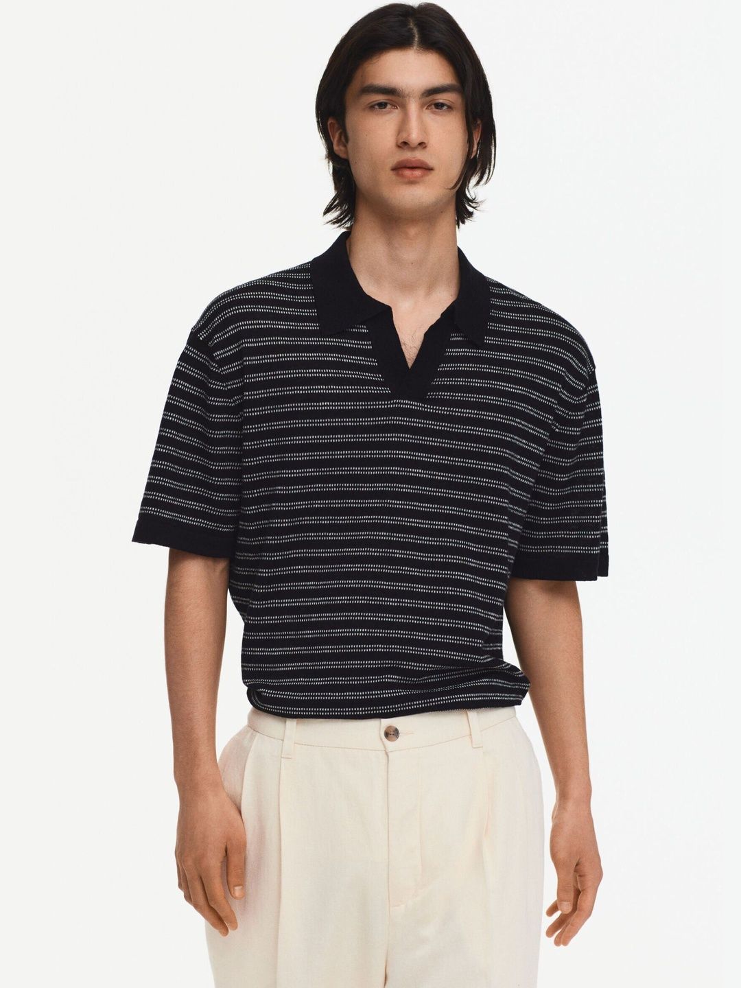 Regular Fit Linen-Blend Polo Shirt