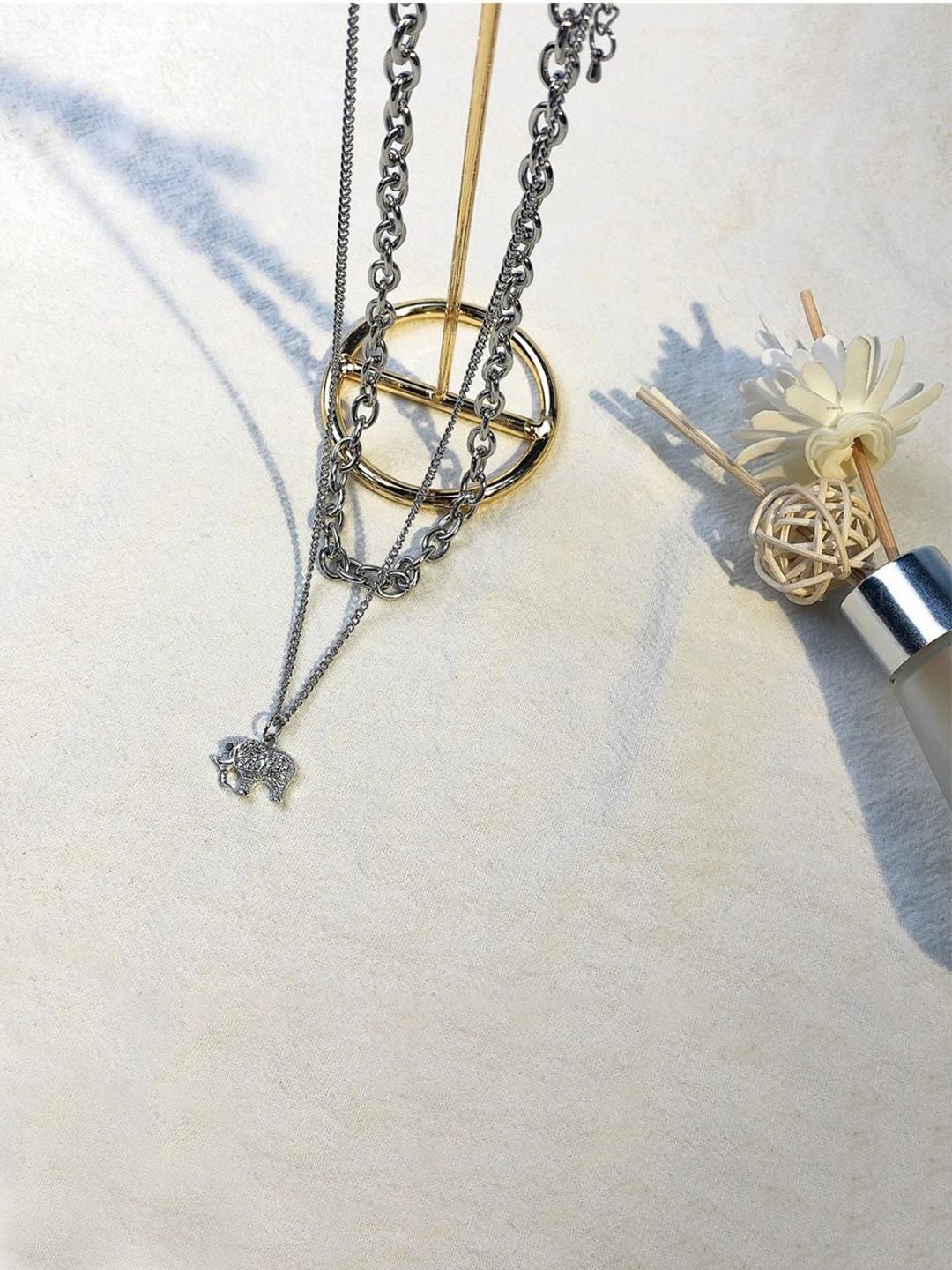 SALTY Artificial Stone-Studded Embrace Layered Necklace