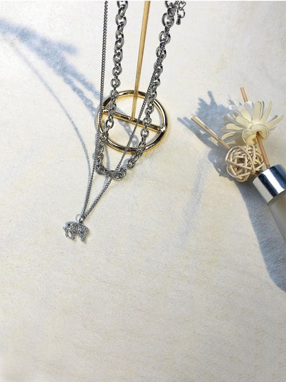 SALTY Artificial Stone-Studded Embrace Layered Necklace