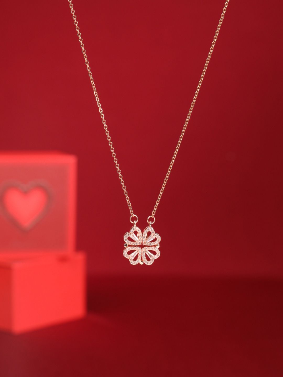 SALTY 2-Way Multi Wearing Magnetic Heart Clover Necklace for Women