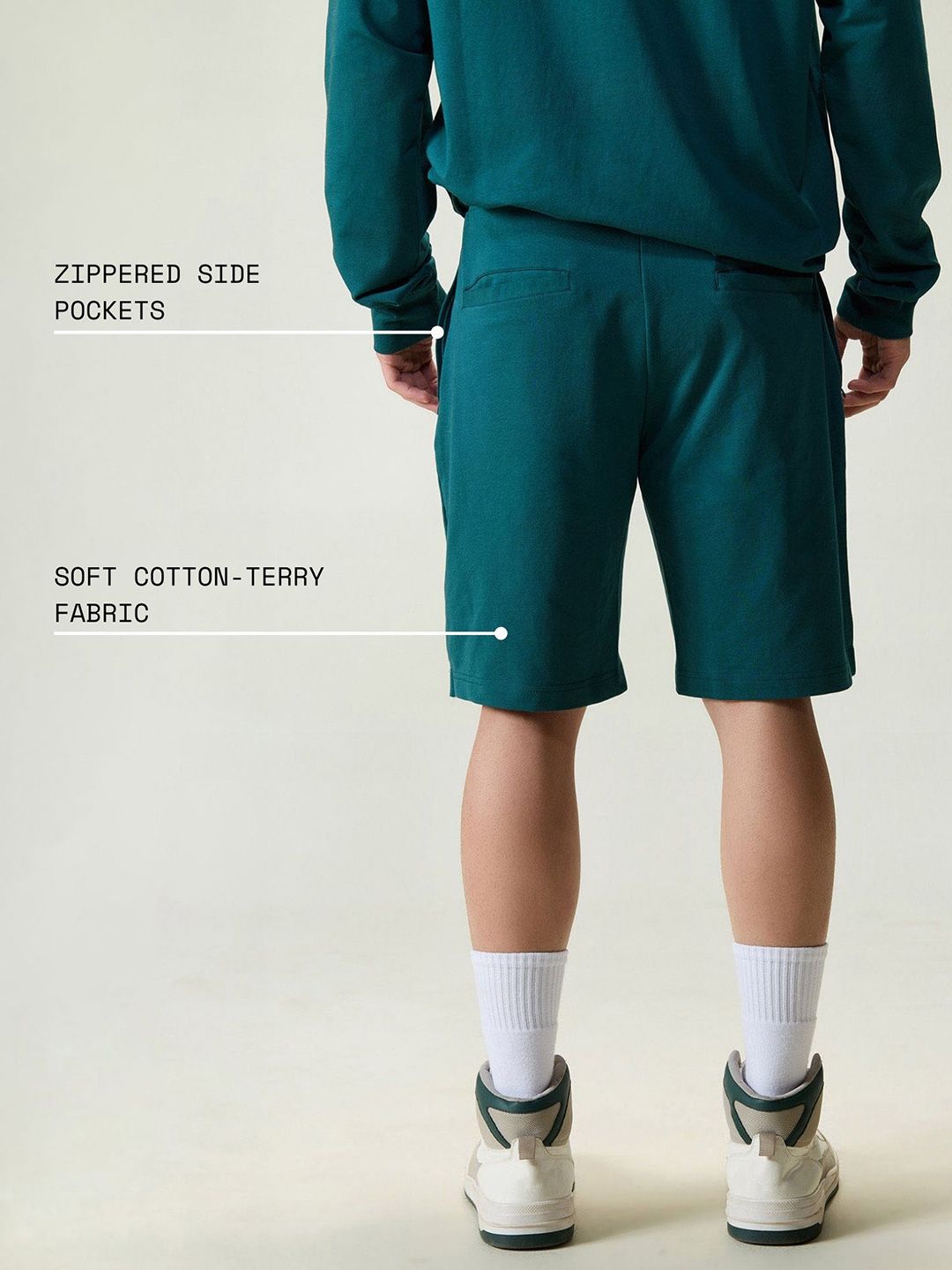 Green Cotton Leisure Shorts