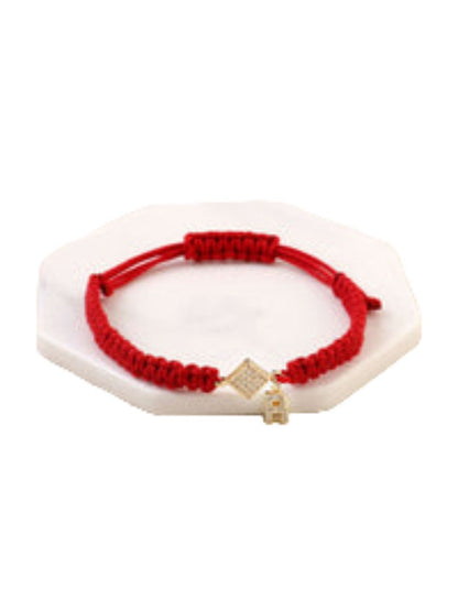 SALTY Stone Studded Thread R Initial Wraparound Bracelet
