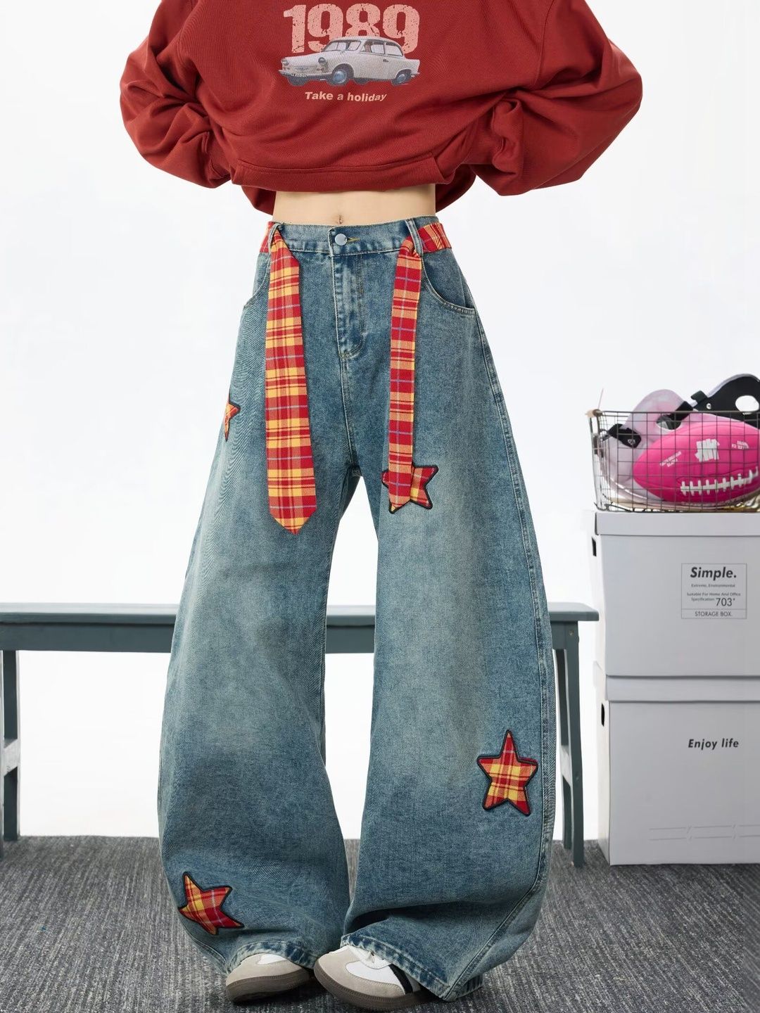 Men Wide Leg Mid-Rise Light Fade Printed Jeans