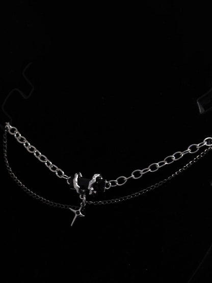 SALTY Men Stainless Steel Crucible Cross Layered Chain And Bracelet Set