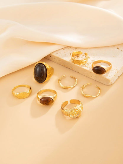 Set of 8 Gold-Plated Finger Ring