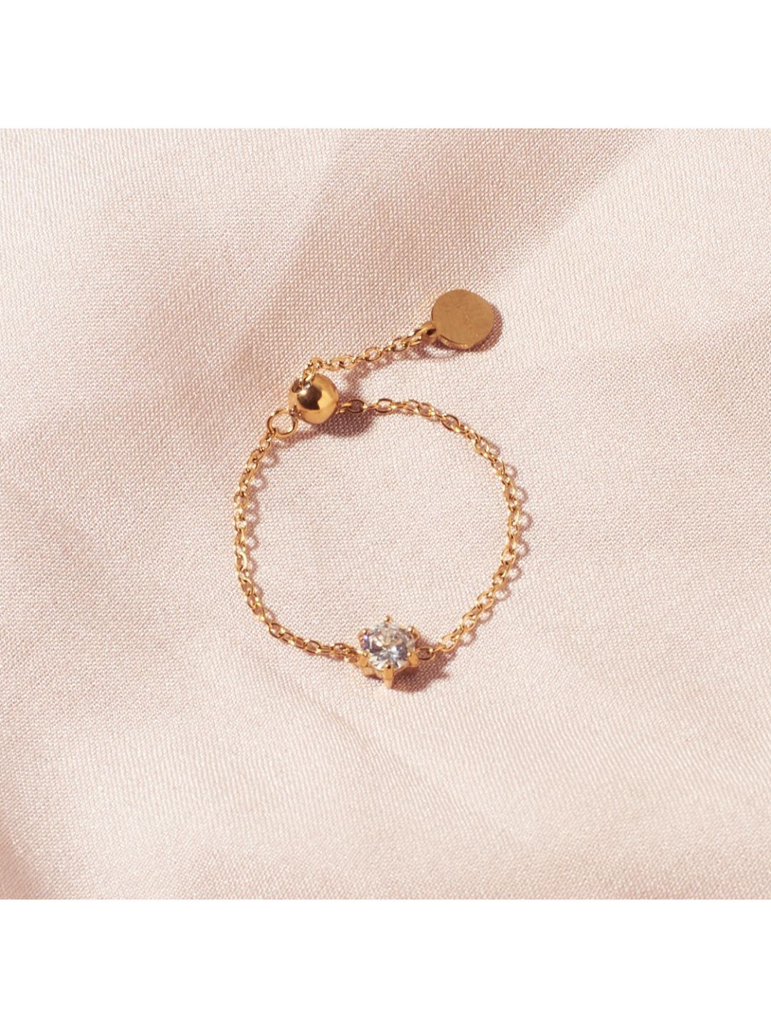 SALTY Twinkle Gem Necklace & Champagne Self-Love Chain Ring Jewellery Set