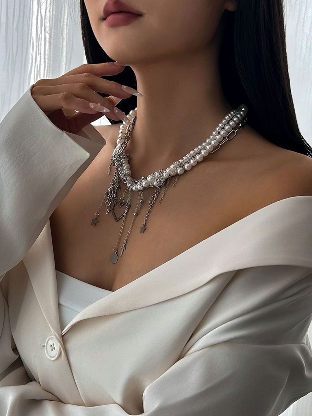 Silver-Plated Enamelled Necklace