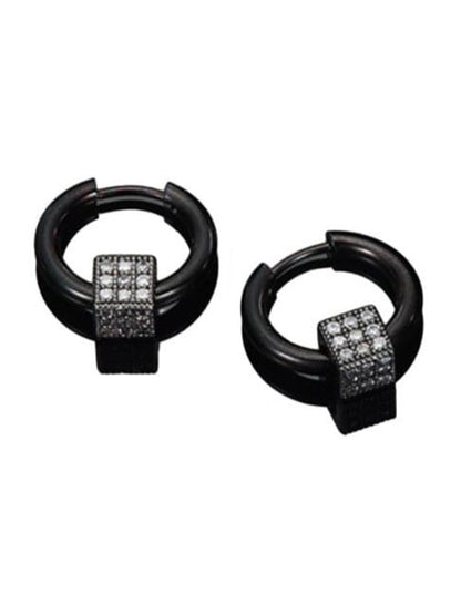 SALTY Men Stainless Steel Circular Shaped Hoop Earrings