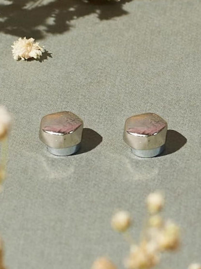 SALTY Aaron Stainless Steel Silver-Plated Geometric Shaped Studs Earrings