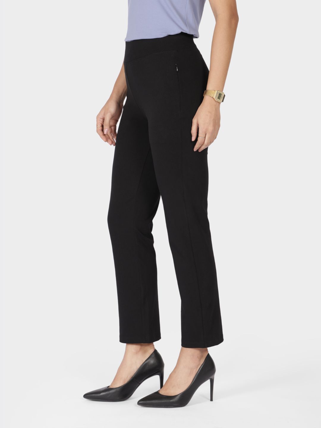 Women Relaxed Straight Leg Straight Fit High-Rise Wrinkle Free Trousers