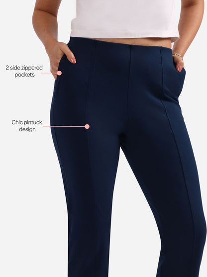 Women Ultimate Straight Fit High-Rise Pleated Trouser Tall Variant