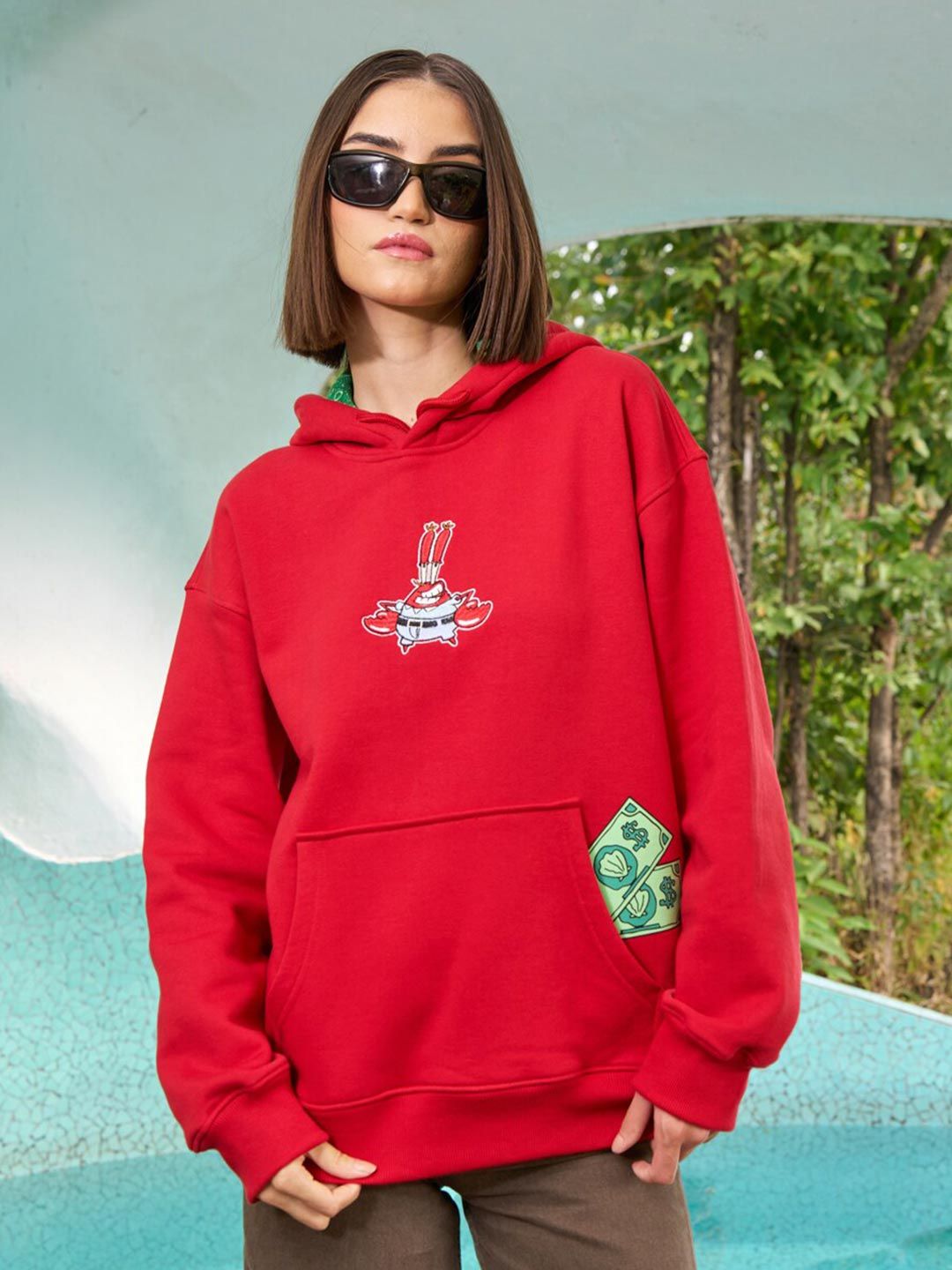 Mr. Krabs Printed Hooded Long Sleeves Pullover