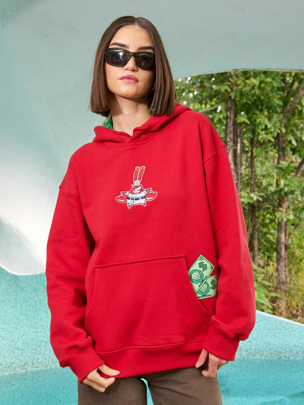 Mr. Krabs Printed Hooded Long Sleeves Pullover