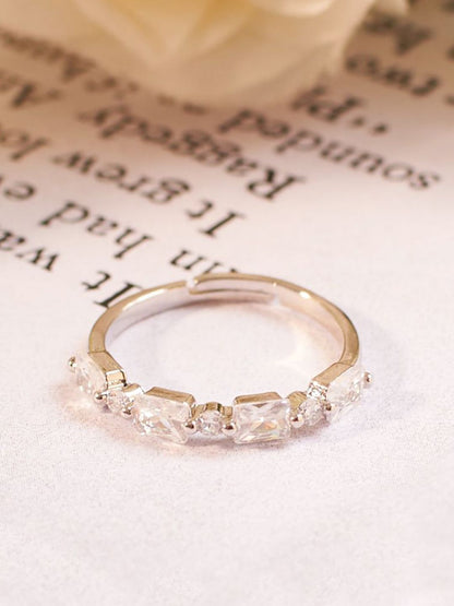 SALTY Gold-Plated Studded Crystal Stone Finger Ring