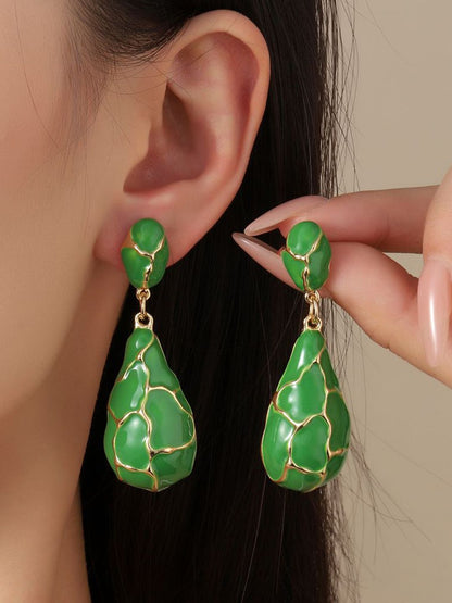 SALTY Pack of 2 Women Earthy Enamel Luxury Gold Earring
