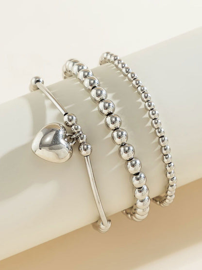 Women 3 Hand Painted Silver-Plated Charm Bracelet