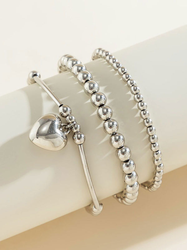 Women 3 Hand Painted Silver-Plated Charm Bracelet
