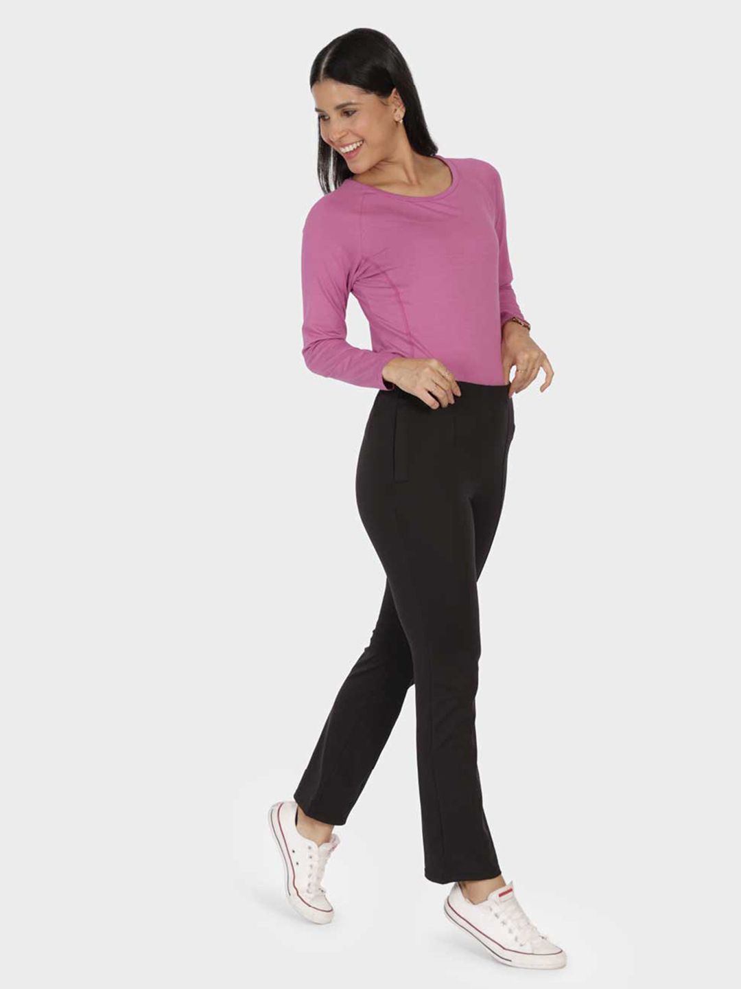 Women Ultimate Straight Fit High-Rise Pleated Trouser Tall Variant
