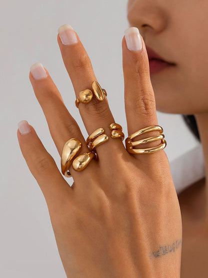 Set of 4 Gold-Plated Finger Ring