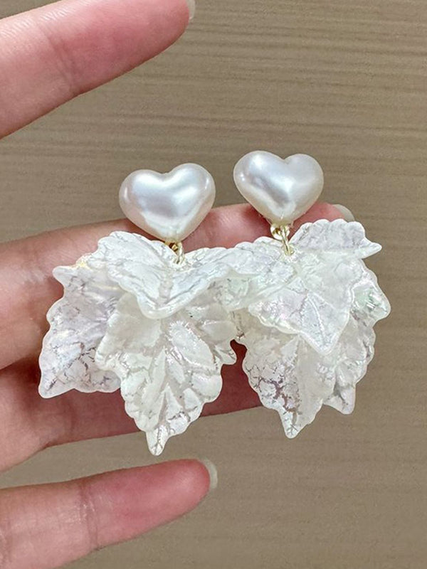 Artificial Beaded Heart Shaped Drop Earrings