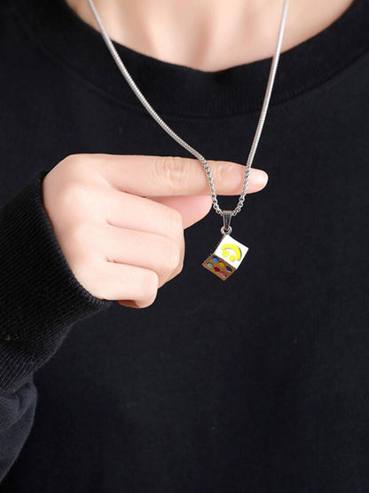 SALTY Stainless Steel Square Pendant with Chain
