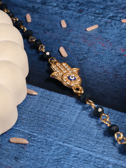 SALTY Evil Eye Hamsa Beaded & Studded Rakhi