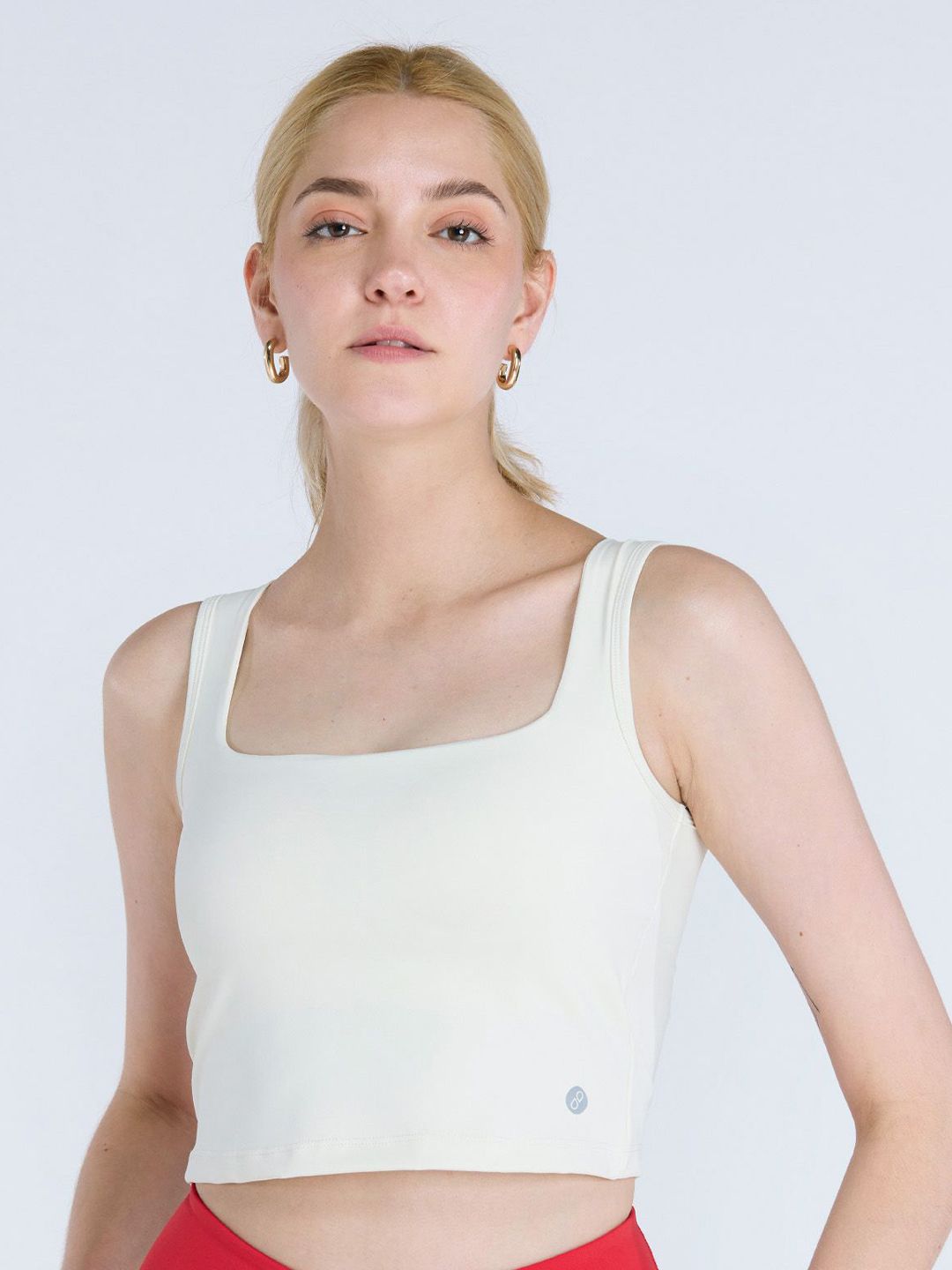 Ivory Striped Back Crop Tank