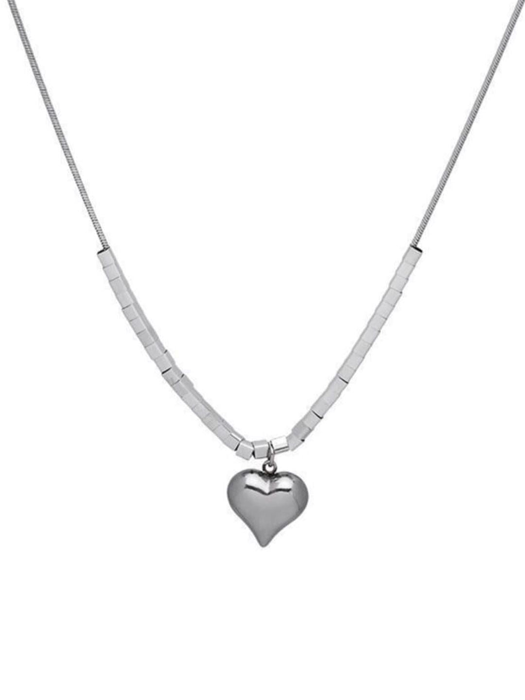 SALTY Men Stainless Steel Heart Shaped Pendants with Chains