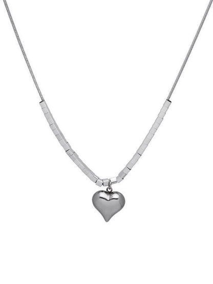 SALTY Men Stainless Steel Heart Shaped Pendants with Chains