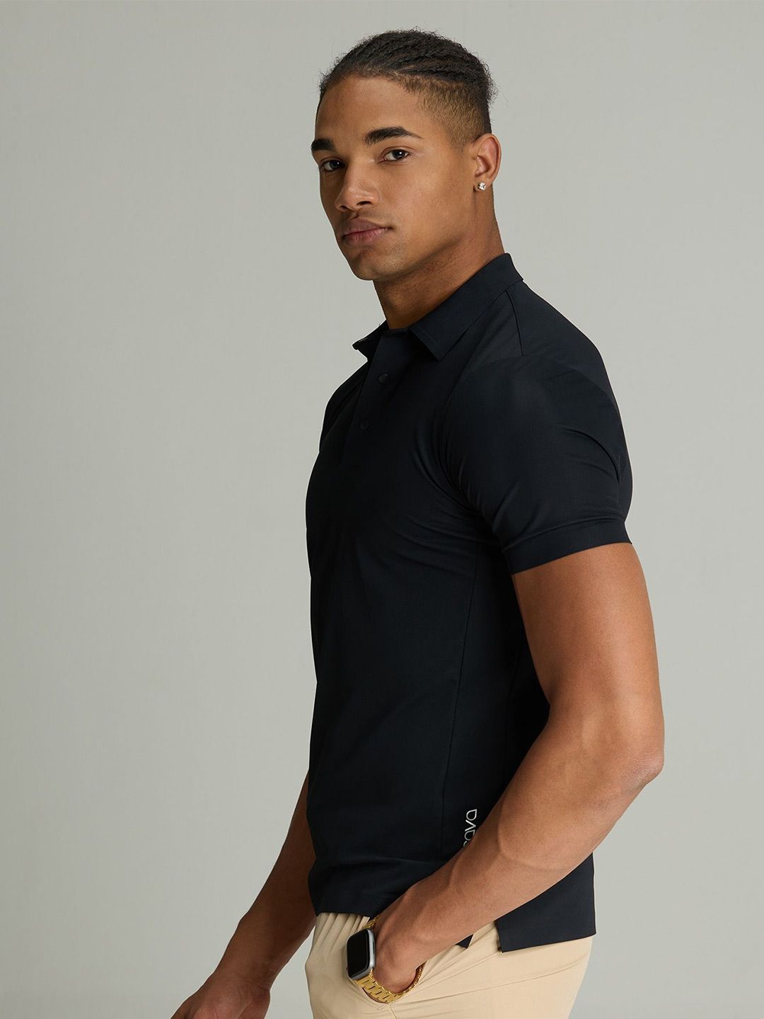 Black Mens Bonded Polo T-shirt
