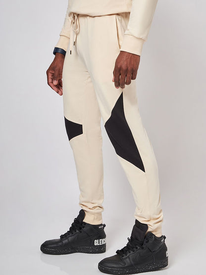 Beirut Beige And Black Patchwork Joggers