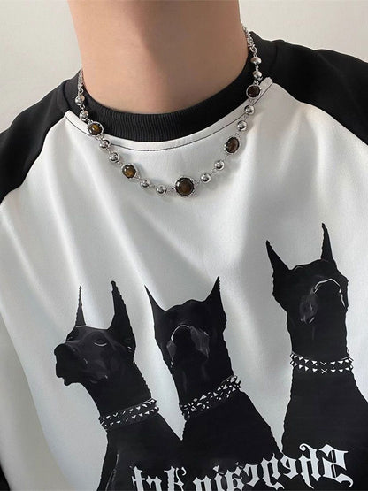 Stainless Steel Silver-Plated Artificial Stones Minimal Necklace