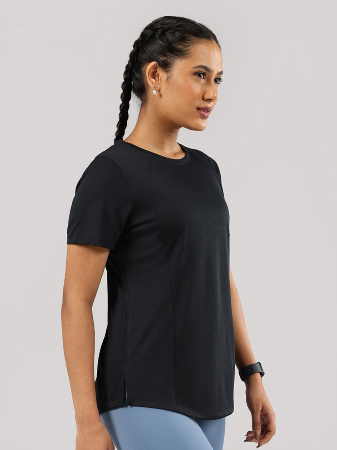 Women High Neck Applique T-shirt