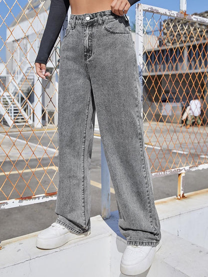 Women Straight Fit High-Rise Clean Look Heavy Fade Stretchable Jeans
