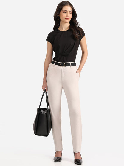 Women Straight Fit High-Rise Chinos Trousers