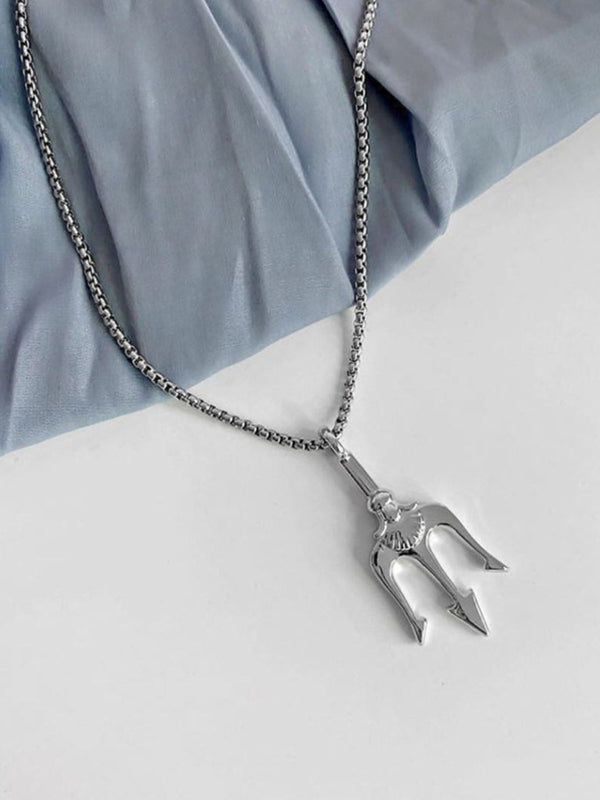 SALTY Shivatrishul Men Stainless Steel Contemporary Pendant with Chain