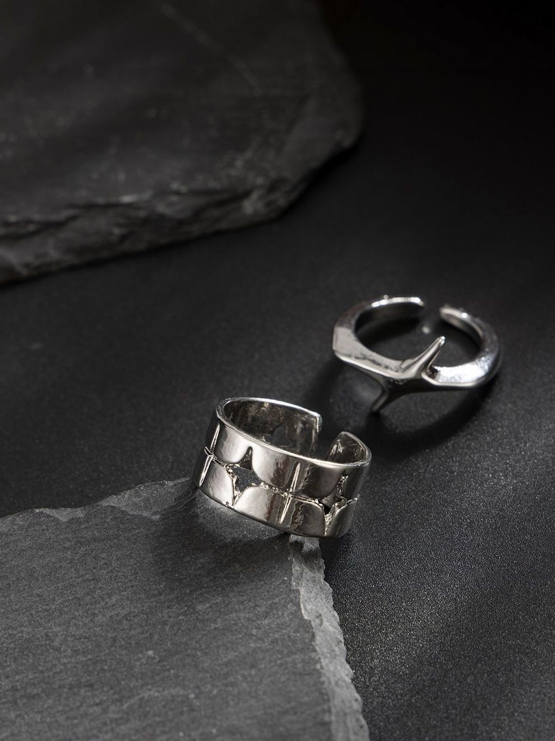 Set of 2 Silver-Plated Finger Ring