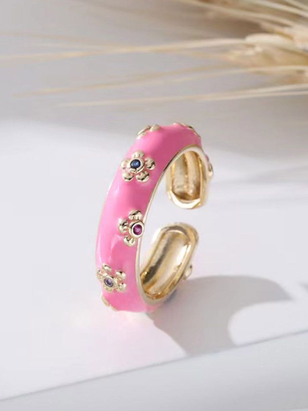 SALTY Stone-Studded Adjustable Finger Ring